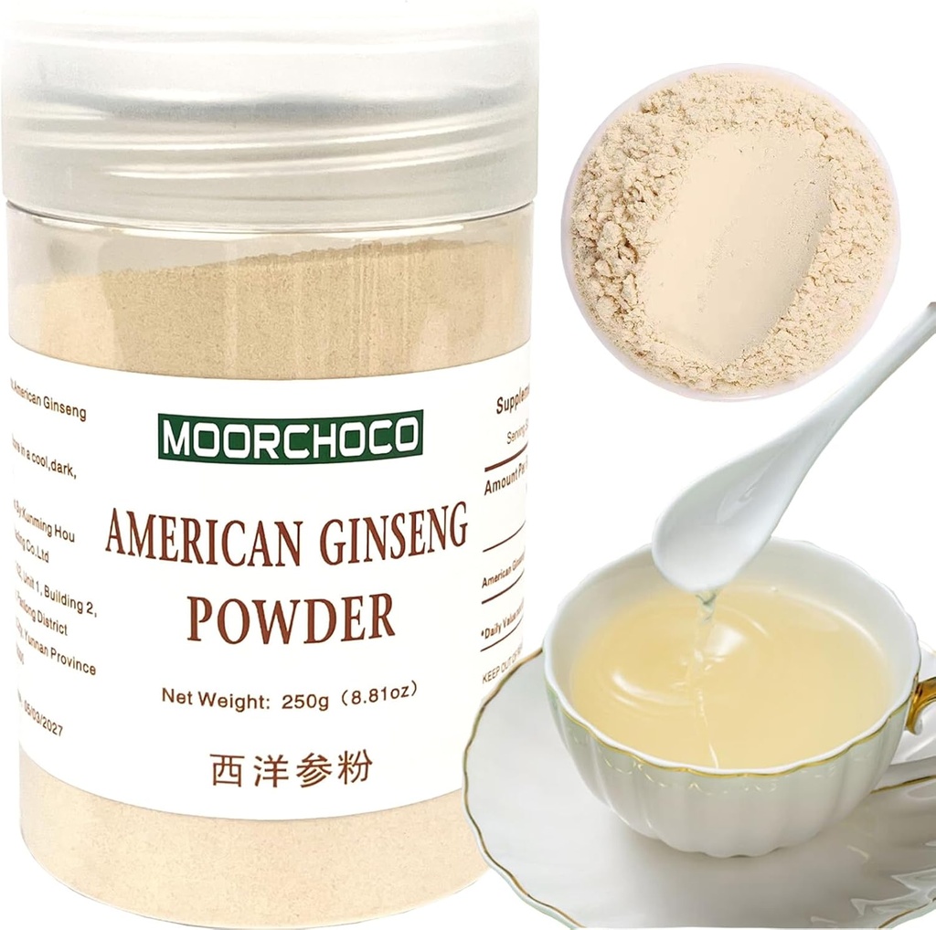 西洋参粉 - 8.81 oz Ginseng Powder Wisconsin Ginseng Root Powder - Μη ΓΤΟ, Χωρίς γλουτένη σε σκόνη - Χρησιμοποιήστε American Ginseng βοτανικό συμπλήρωμα για smoothies, Ψήσιμο, Τσάι