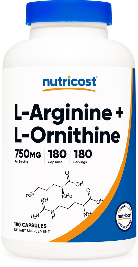 Nutricost L-αργινίνη L-Ορνιθίνη 750mg; 180 Καψάκια