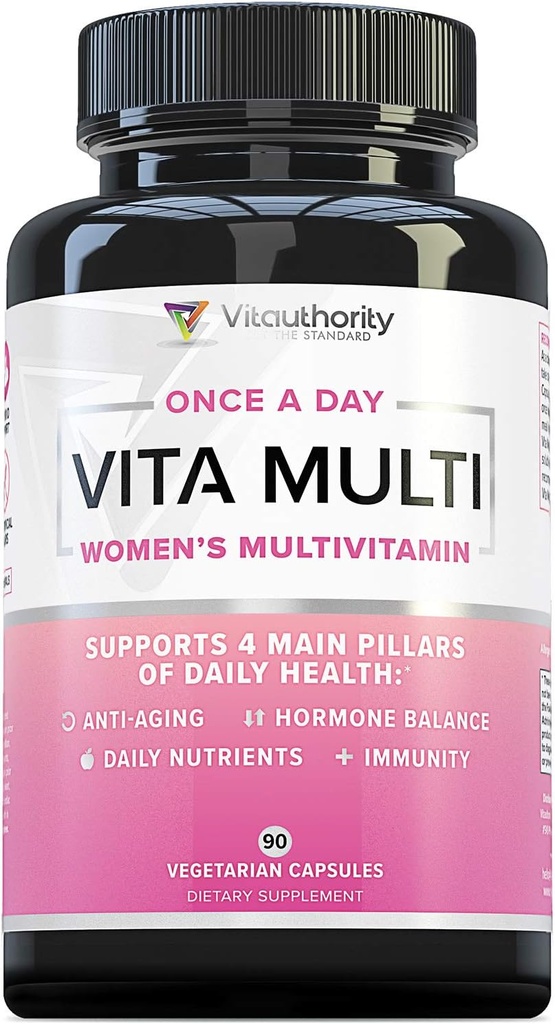 Vitauthority Multivitamin για τις γυναίκες καθημερινά Multi-Vitamin συμπλήρωμα με DIM, Iodine, Ashwagandha υποστηρίζει νεανικό σύμπλεγμα, υγιή κορτιζόλη και οιστρογόνο ισορροπία 30 ημερών