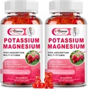2 Pack Κάλιο Συμπληρώματα Μαγνησίου Gummies - Κιτρικό κάλιο & Γλυκινικό μαγνήσιο για το πόδι Cramps & μυών, Mood & Relaxation, Ενεργειακή Υποστήριξη με βιταμίνη Β6, D3, C Βατόμουρο Γεύση