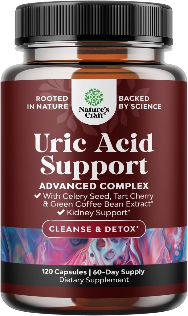 Green Coffee Bean Extract for Uric Acid Cleanse & Detox - Φασόλια καφέ πράσινο με κουρκουμά, ταρτάρης Cherry & σέλινο Σπόροι για ενήλικες - Καθημερινή Uric Acid Flush για αρθρώσεις Υποστήριξη & Kidney Cleanser – 120 Ct