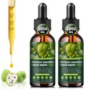 (2 Pack) Soursop Graviola Liquid Drops 2000mg, 98% Absorption for Cell Support & Regeneration, Immune Boost, Liver, Herbal Goodness, Soursop Bitters Liquid-Sugar/Gluten Free, Natural Flavor, 4 Fl Oz