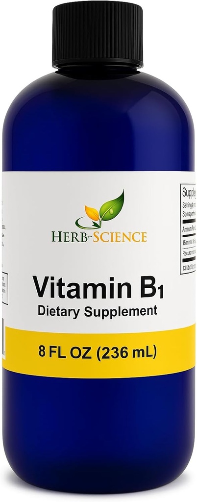 Liquid Vitamin B1 Drops - Daily Thiamine Supplement to Support Digestion, Nervous System, Heart Health, Stress Relief, Natural Energy Booster - 500% DV, 288 Servings per Bottle - 8 fl. oz
