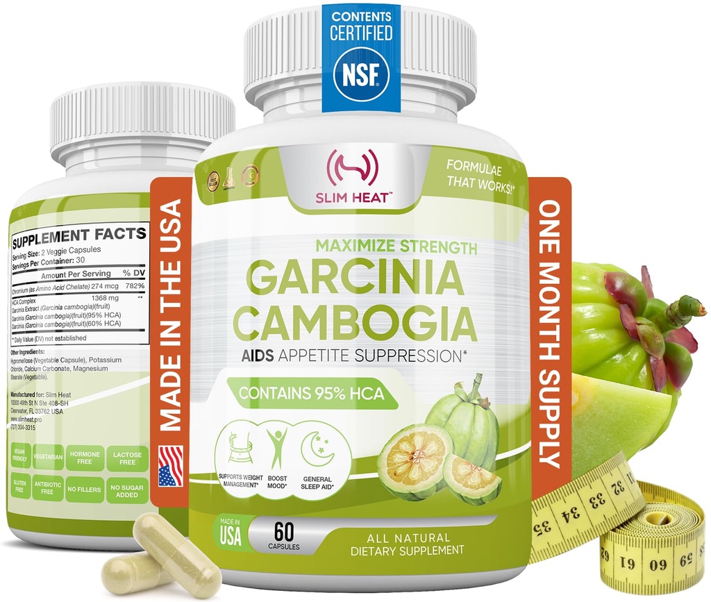 100% Pure Garcinia Cambogia Extract με 95% HCA - Διαχείριση Καβουριών Τροφίμων - Best Carb Blocker για γυναίκες & άνδρες - Max Strength Garcinia Cambogia Ακατέργαστα χάπια διατροφής Made in USA - 60 κάψουλες λαχανικών