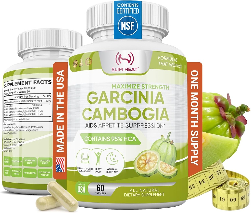 100% Pure Garcinia Cambogia Extract με 95% HCA - Διαχείριση Καβουριών Τροφίμων - Best Carb Blocker για γυναίκες & άνδρες - Max Strength Garcinia Cambogia Ακατέργαστα χάπια διατροφής Made in USA - 60 κάψουλες λαχανικών