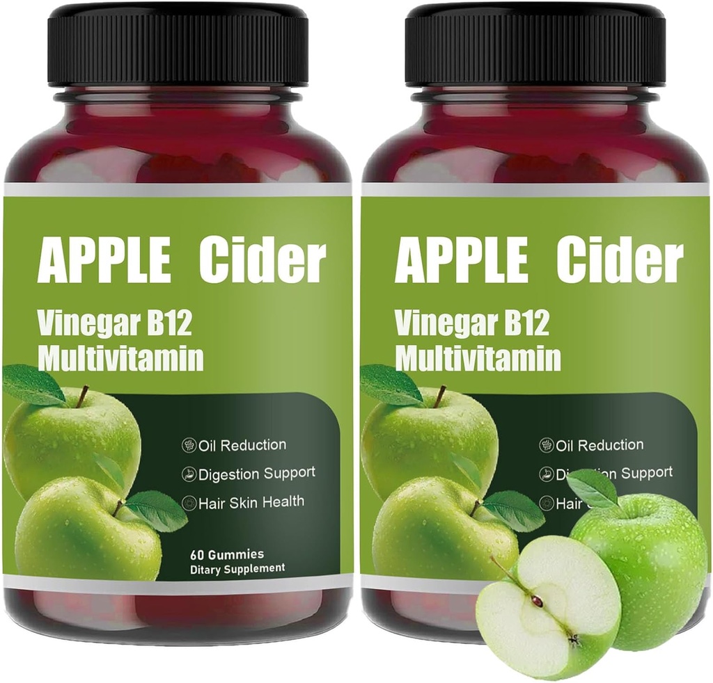 Μηλίτης μηλίτη Ξύδι B12 Πολυβιταμίνη Gummies, οργανικό μηλίτη μηλίτη Ξύδια, 60 Gummies Υποστήριξη Κανονική Επίπεδα Ενέργειας & Υποστηρίξτε την υγεία των ούλων Καύση (2)
