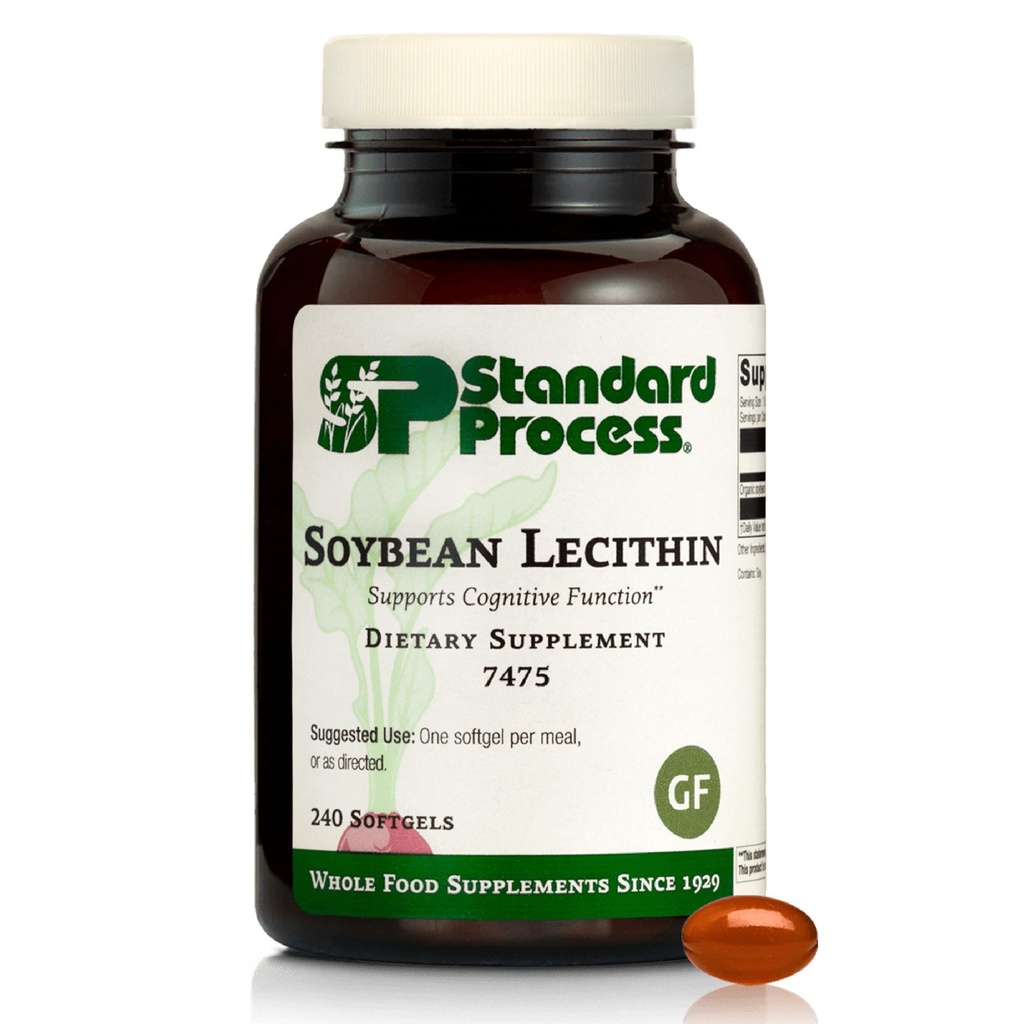 Standard Process Soybean Lecithin - Brain Health Support Supplement - Διατροφικό πλήρες συμπλήρωμα με βάση τα τρόφιμα Απαραίτητα Λιπαρά Οξέα από την Soybean Lecithin - 240 Softgels
