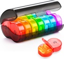 Yaklim Pill Organizer 2 φορές την ημέρα, Weekly Pill Box AM PM, Black Privacy Protection Daily Medicine Pill Organizer with Large BPA Free Pill Case for Holding Vitamins, Fish Oils, Συμπληρώματα (Rainbow)