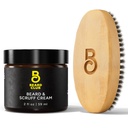 The Beard Club Original Beard Cream & Boar Bristle Brind Brush for Men - Ενυδατική και ενυδατική για υγιή μαλλιά προσώπου & δέρμα - Birchwood Beard Brush for Styling & Tamining
