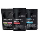 Αθλητισμός Έρευνα Ανταρκτική Κριλ Omega 3 Mini-Softgels 500mg με φωσφολιπίδια, Χολίνη, Ασταξανθίνη, τριπλή δύναμη Omega 3 Burpless Fish Oil 1250mg, Ζάχαρη Δωρεάν Multi Flavor Hydralytes