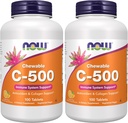 NOW Supplements, Vitamin C-500, Antioxidant Protection*, Orange Juice Flavor, 100 Chewable Lozenges (Pack of 2)