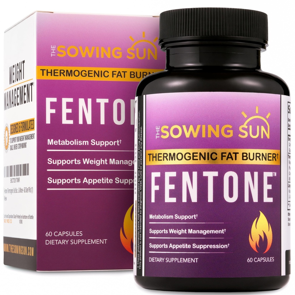 Fentone Thermogenic Fat Burner Energy Booster, Appetite Suppressant, Clinically Studied Weight Loss, Fat Burning, Phenylethylamine HCl, L- Carnitine, Ketones - 60 Diet Pills (1)