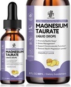 Magnesium Taurate Liquid Drop for Muscle Function, Nerve and Heart Health Support, High Absorption Magnesium Supplement with B6, CoQ10, Vegan, Non-GMO, Gluten/Sugar Free Pineapple Flavor, 2 Fl Oz