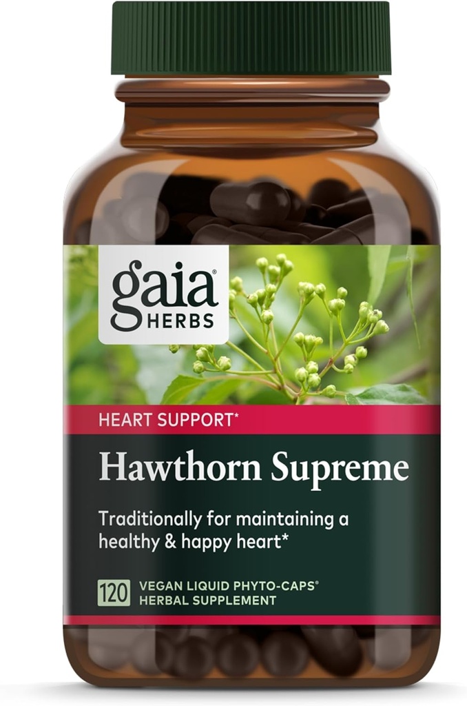 Gaia Herbs Hawthorn Supreme - Hawthorn Berry Supplement - with Herbs Traditionally Used to Support Heart Health* - 120 Vegan Liquid Phyto-Capsules (60-Day Supply)