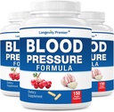 [3-Bottle X 150 Caps] Longevity Blood Pressure Formula -Scientifically formulated with Hawthorn & 12+ Quality Natural Herbs