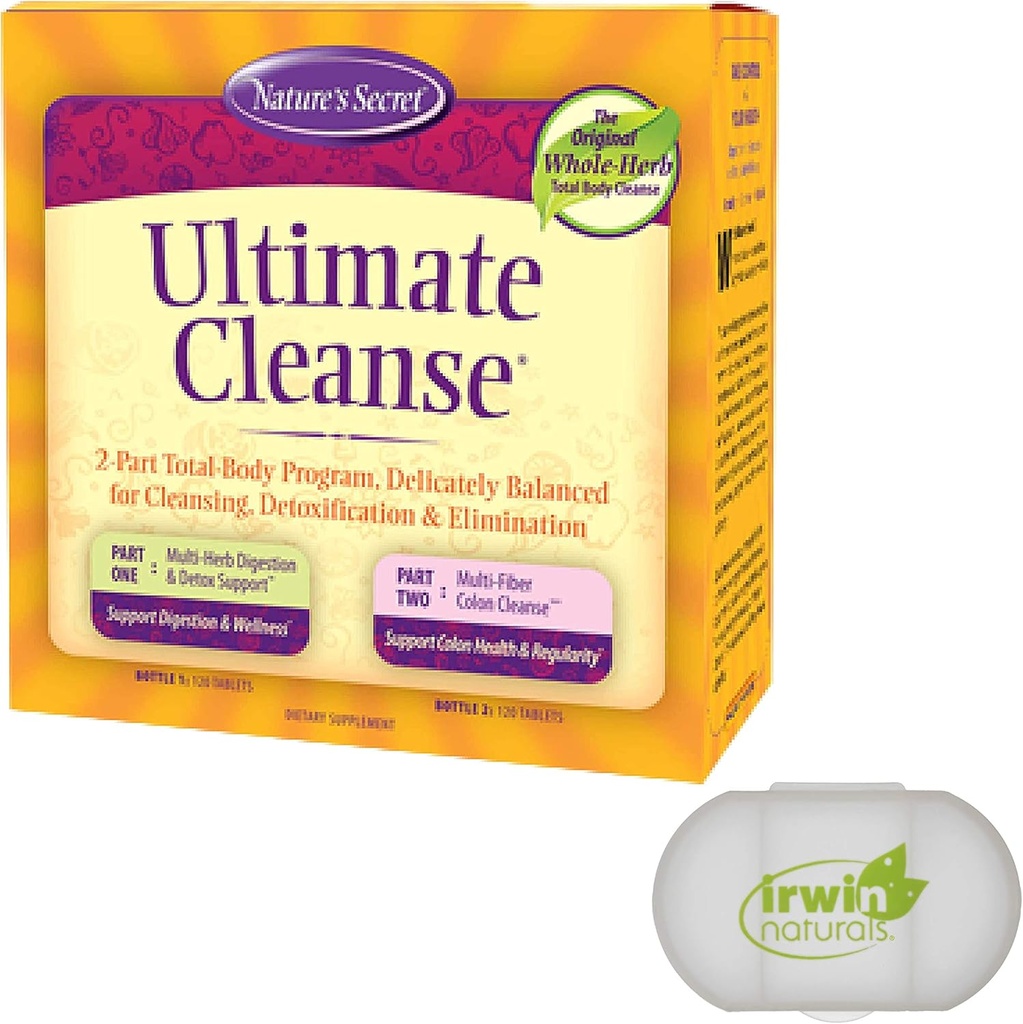 Μυστικό της φύσης 7 ημέρες Ultimate Cleanse - 2 μέρος Total Body Cleanse Προάγει υγιή πέψη & εξάλειψη με πολυ- Herb Detox Blend & Multi-Fiber Colon Cleanse, 240 δισκία, με ένα χάπι περίπτωση