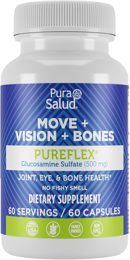Βασικές Μάρκες Pura Salud Pureflex Glucosamine Sulfate 500mg, 60 Count (Pack of 1)