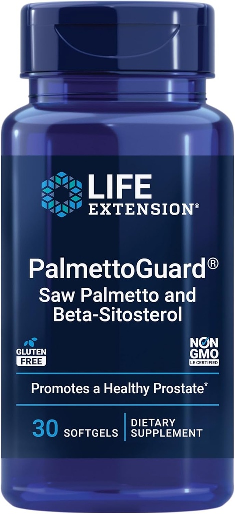 Επέκταση ζωής PalmettoGuard Saw Palmetto & Beta-Sitosterol – Υποστηρίζει υγιή λειτουργία Prostate & ορμονών Μεταβολισμός Υγεία – Συμπληρώματα για τους άνδρες - χωρίς γλουτένη, μη GMO – 30 softgels