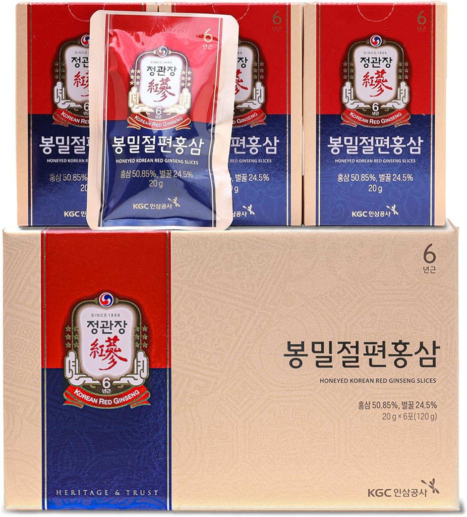 Μέλι Korean Red Ginseng Slices, Ενίσχυση της Φυσικής Ενέργειας, Απόδοσης και Ασυλίας - 6 Pack