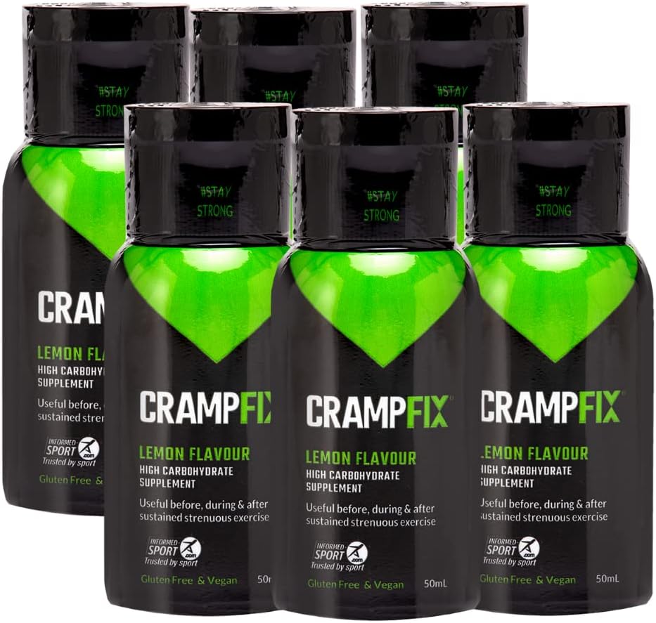 Sports Shot, Prevents and Relieves Muscle Cramps, Leg, Calf, Hamstring Cramps, 6 Pack of Multi Serve Squeeze Bottles All Natural Lemon