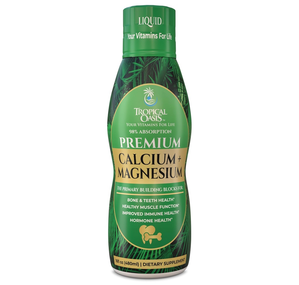Premium Liquid Calcium Magnesium Supplement | Promotes Strong Bones & Healthy Teeth | Natural Liquid Vitamin w/Calcium, Magnesium Citrate, Boron & Vitamin D3 | 98% Max Absorption | 16oz, 32 Serv