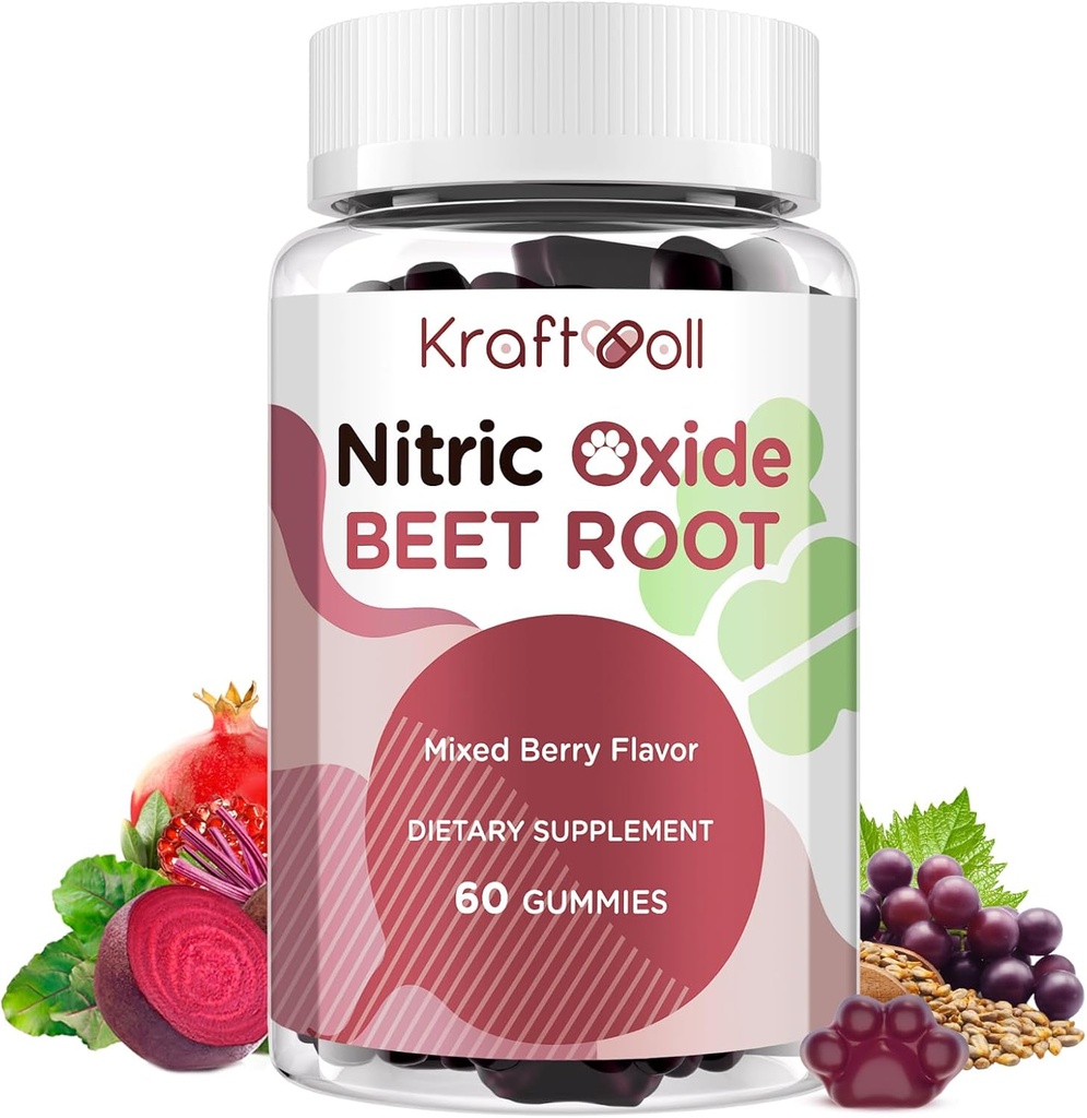 Τσίχλες ρίζας τεύτλων 6000mg – Nitric Oxide Booster with Grape Seed, Ρόδι, Βιταμίνες C & B12 – Nitric Oxide Supplements for Men – Mixed Berry Flavor – 60 Gummies