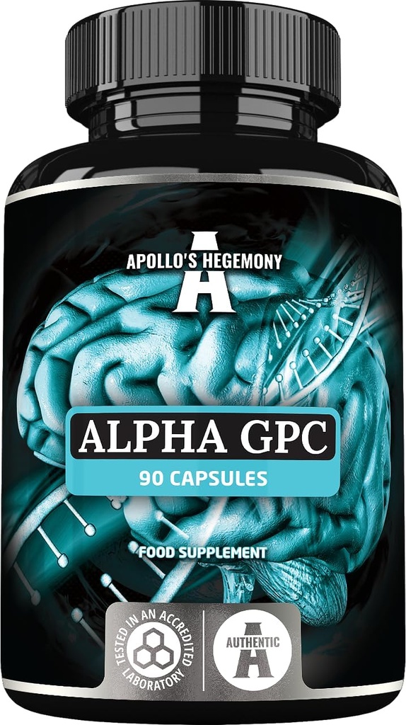 APOLLO'S HEGEMONY Alpha-GPC 600mg ανά Ημερήσια Δόση - 90 Vegan Choline Capses - 99% Choline Alfoscerate Dietary Supplement - Lipid Choline - Memory and Concentration Capsles