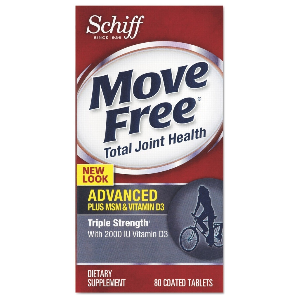 Μετακίνηση Schiff Free Advanced, Triple Strength Plus MSM & Vitamin D3, 80 Επικαλυμμένα δισκία ( Multi- Pack)