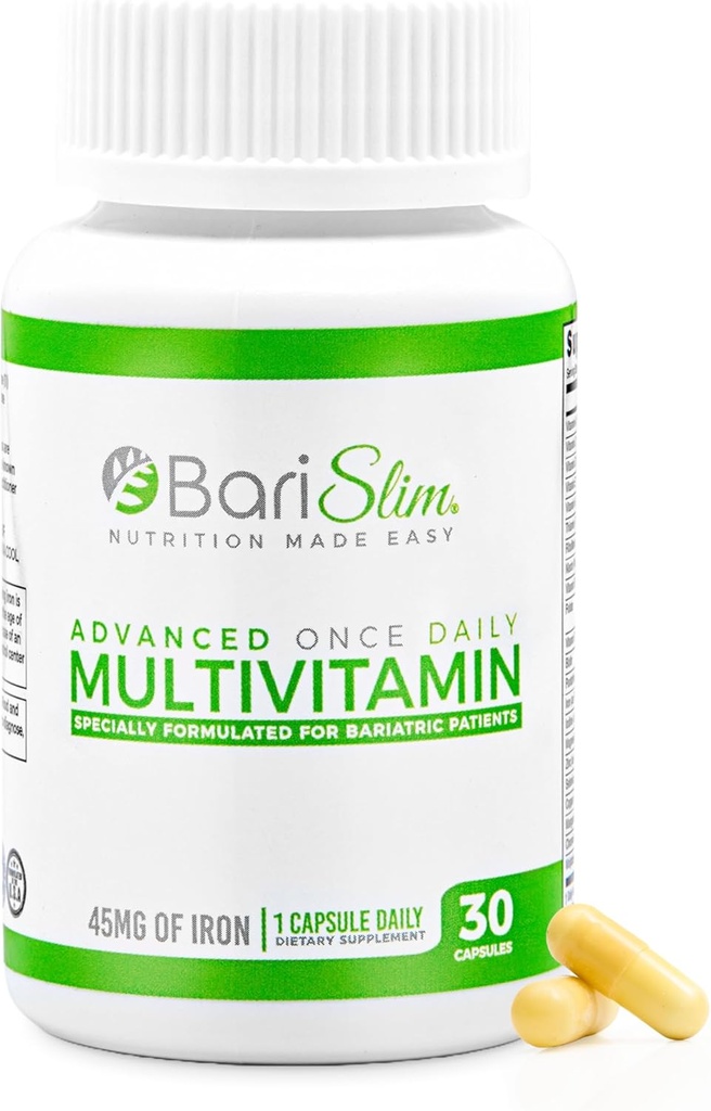 Barislim Advanced Once Daily Bariatric Multivitamin Capsule - 45 mg Σιδήρου - Βαριατρική Βιταμίνη για τη μετα-βαριατρική Χειρουργική Συμπεριλαμβανομένης της γαστρικής παράκαμψης και γαστρικό μανίκι 30 ημερών