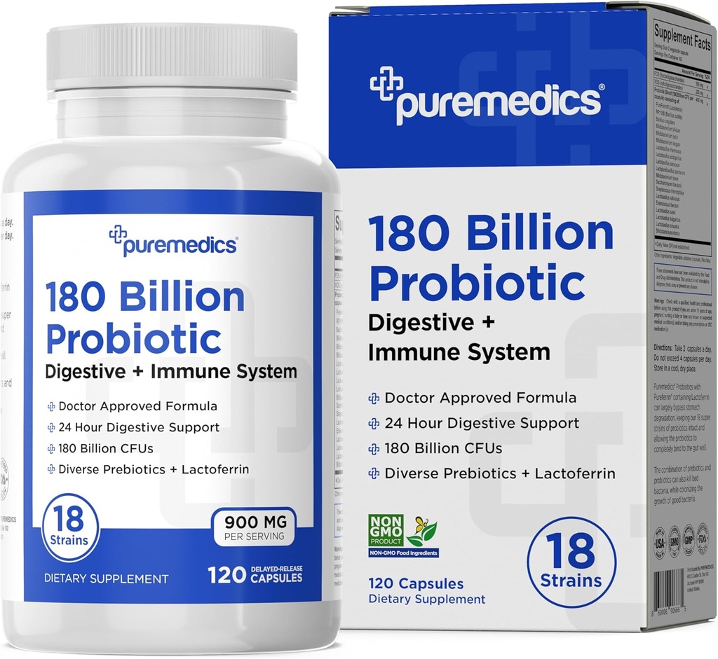 Choice Formula Probiotics 180 Δισεκατομμύρια CFU - 18 Strains + Lactoferrin + Prebiotics - Ανοσοποιητικό, Digestive & Gut Health - Δυσκοιλιότητα, Διάρροια, Αέριο & Μπλόφα - για γυναίκες & άνδρες - 120ct