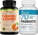 Nature's Base Turmeric & Ginger 240 ct + Probiotics 70 Billion CFU 30 c