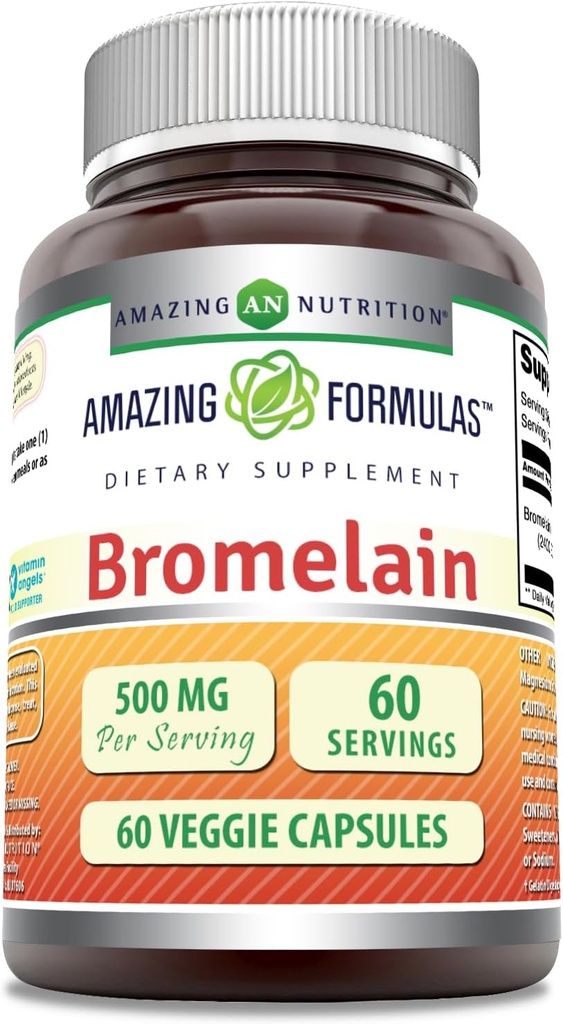 Amazing Formulas Bromelain 500mg 2400 GDU, 60 κάψουλες λαχανικών 