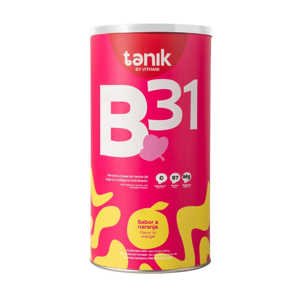 Vithani B31 Κολαγόνο με Κιτρικό Μαγνήσιο, Βιταμίνη D, Βιταμίνη Ε και Βιοτίνη – Κολλαγόνο Συν Βιταμίνη C για το δέρμα, τα μαλλιά και τα νύχια, Πορτοκαλί Γεύση, 20 Μερίδες
