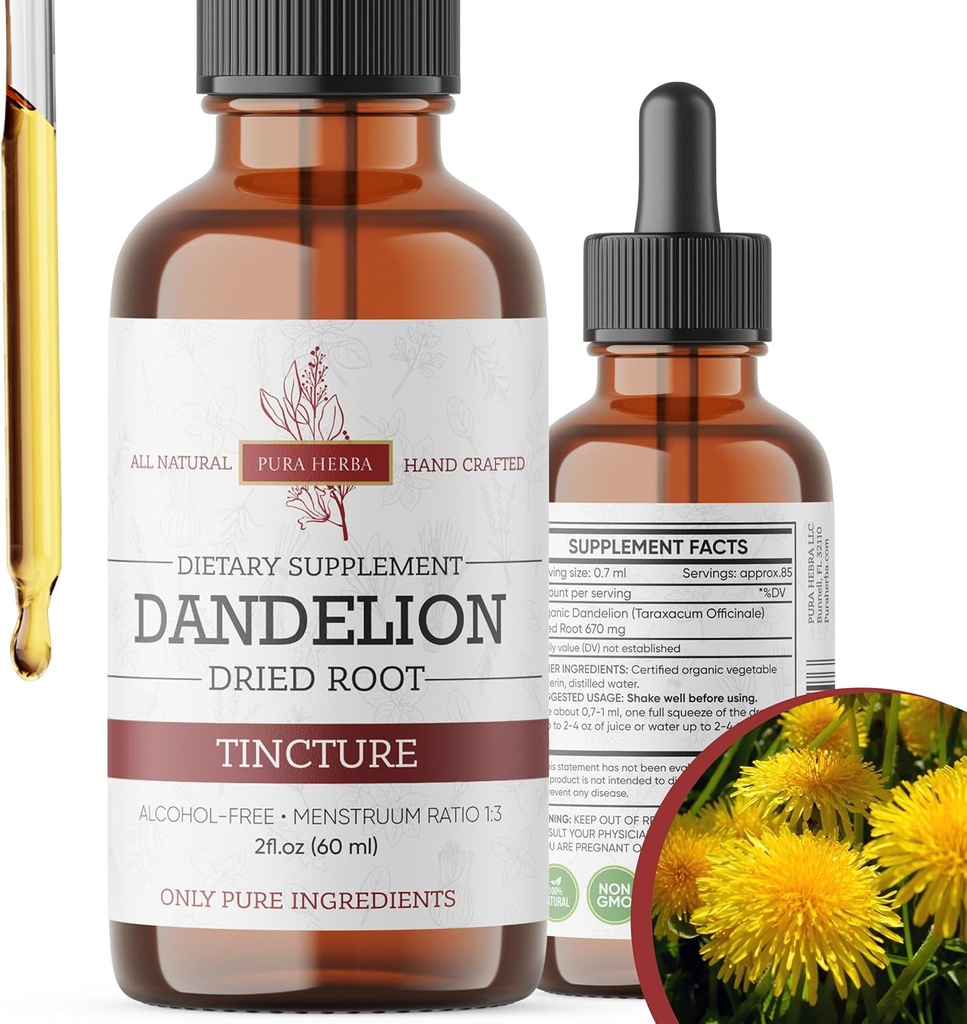 Dandelion Root Tincture 2 oz – εκχύλισμα βοτάνων χωρίς αλκοόλ – 670 mg ανά υπηρεσία – Glycerin-based, Vegan, Non-GMO, No Added Sugar – Dandelion Drops Υγρό Συμπλήρωμα