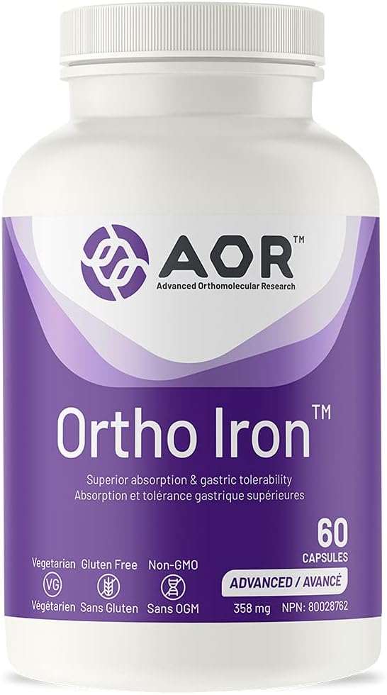 AOR, Ortho Iron, Υποστηρίζει την Απορρόφηση & γαστρική ανεκτικότητα, Υγιής Σχηματισμός ερυθρών αιμοσφαιρίων, Συμπλήρωμα Διατροφής, Χορτοφαγική, 60 Μερίδες (60 Κάψουλες).