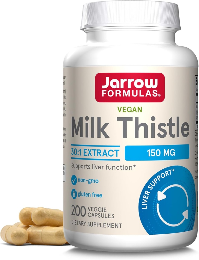 Jarrow Formulas Milk Thistle 150 mg - 200 Κάψουλες Veggie - Αντιοξειδωτικό Υποστηρίζοντας την Ανοσολογική Ανταπόκριση, Ηπατική Λειτουργία & Γλουταθειόνη - Έως 200 Υπηρεσίες
