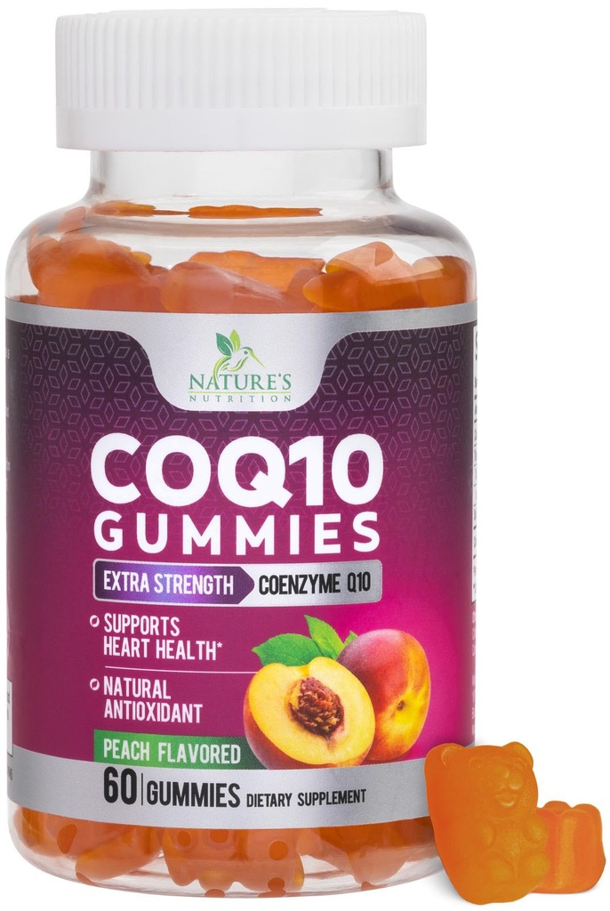 CoQ10 Gummies - Coenzyme Q10 100mg Per Serving - 3X Strength, High Absorption, Antioxidant Supplements for Heart Health Support & Energy Production, Ultra Coq 10 Vitamins Supplement - 60 Gummies