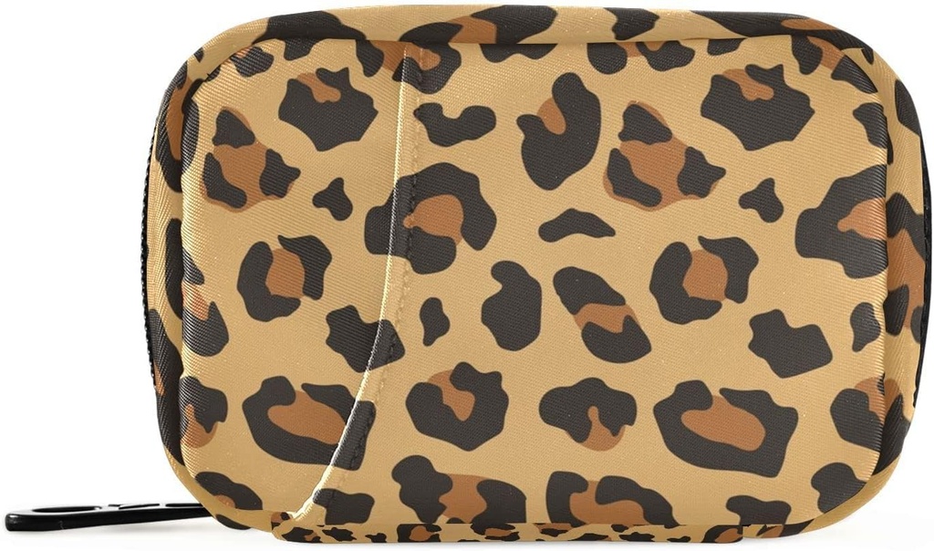 Leopard Print Pill Box 7 Day Pill Case Travel Pill Organizer Bag with Zipper Portable Weekly Vitamin Medicine Supplement Holder Pouch Bag