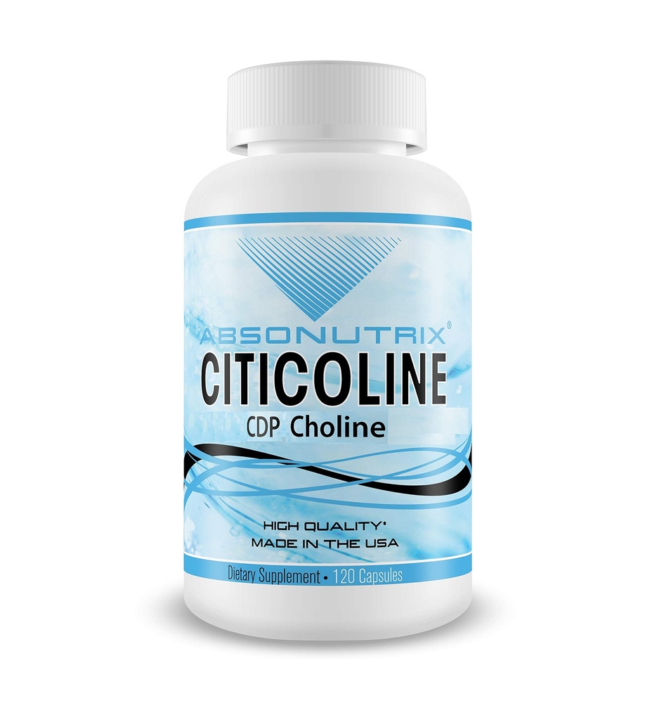 Absonutrix Citicoline CDP Choline 530mg, Nootropic συμπλήρωμα, GMP πιστοποιημένο, τρίτο μέρος δοκιμαστεί, εύκολο να καταπιούν, 120 Veg καπάκια, βελτιώνει γνωστικές δεξιότητες, υποστηρίζει τη μνήμη, μη GMO, Κατασκευασμένο στις ΗΠΑ