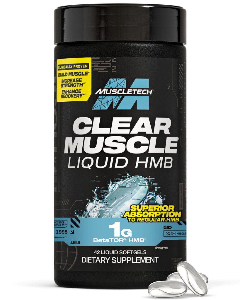 Muscletech HMB Συμπληρώματα 1000mg, Καθαρός μυς (42 Liquid Softgels) - Υψηλότερο βαθμό HMB για Lean Μύες & Ανάκτηση-HMB Δωρεάν οξύ Μύες Συμπλήρωμα-Βοήθεια μείωση της μυϊκής διάσπασης - Συσκευασία Μπορεί να Βάρυ