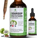 Soursop Graviola Multivitamin Liquid Drops 1800mg, Organic Soursop Bitters Liquid, Antioxidant Blend Sea Moss, Vitamin B6, C, D3, Pure Leaf Extract, Υποστήριξη Ανοσίας, 98% Απορρόφηση, Vegan, 2 fl oz