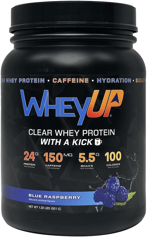 Lean Clear Whey Isolate - 24g Protein + 150mg Caffeine - Blue Raspberry - Clear Whey Protein Powder - Sugar-Free - Keto-Friendly - Juice-Style Pre Post Workout Drink - 20 Servings