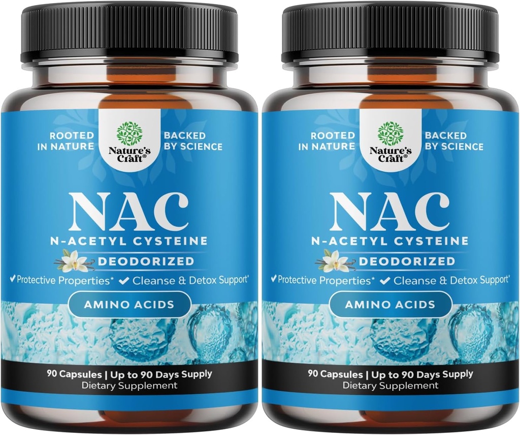 Συμπλήρωμα NAC N-Acetyl Cysteine 600mg - Vegan Υψηλή Απορρόφηση NAC 600 mg Κάψουλες - Glutathion Precursor για την καθαριότητα του ήπατος Detox & Επισκευή Plus Lung Υγεία και Ανοσία Υποστήριξη (180 Υπηρεσίες)