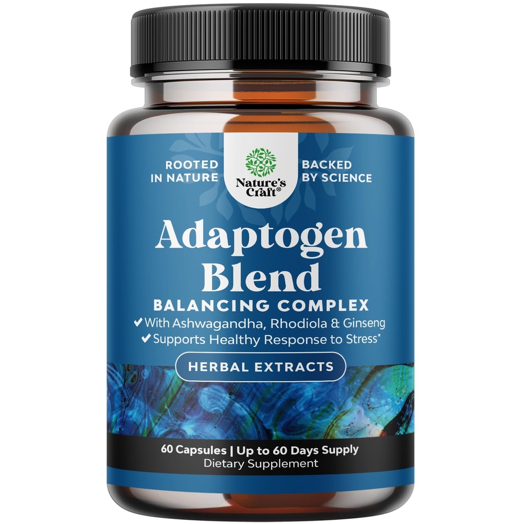 Συμπλήρωμα υποστήριξης βοτάνων Adaptogen Mood - Calming Adaptogens συμπλήρωμα για το στρες & Cortisol Management με Ashwagandha Rhodiola Rosea & Maca Root - Vegan Non GMO & Daytime Friendly - 60ct