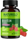 NATURELO Biotin Gummies - Υποστηρίζει υγιή μαλλιά, δέρμα & νύχια - υψηλή ισχύς 2500 mcg - μη ΓΤΟ, χωρίς γλουτένη - 60 Gummies