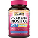 Συμπλήρωμα Ινοσιτόλης, Myo-Inositol & D-Chiro Συμπληρώματα Γονιμότητας Ινοσιτόλης για τις γυναίκες, 40:1 Ιδανική αναλογία, Ισορροπία ορμονών και Ovarian Υποστήριξη, 80 Κάψουλες Vegan