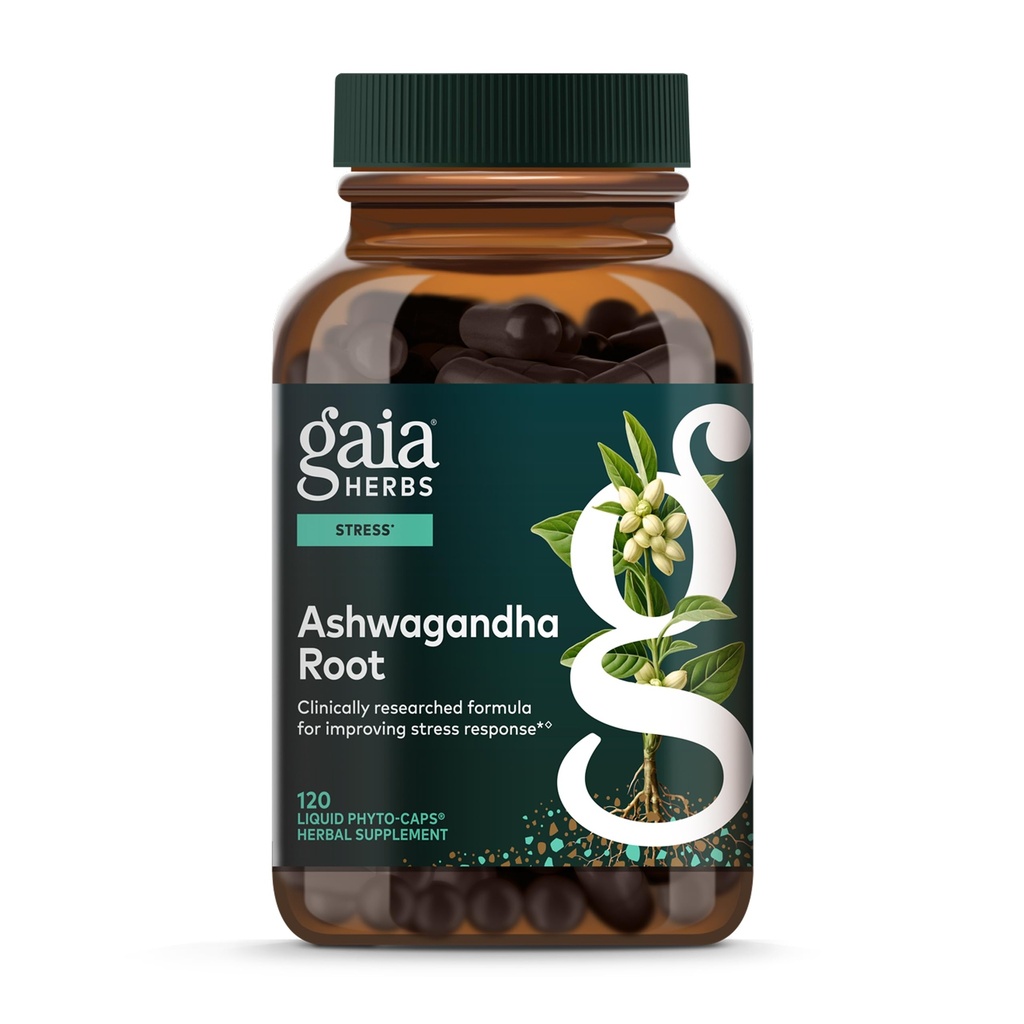 Gaia Herbs Ashwagandha Root - Stress Relief & Sleep Sleep Supplement - Υποστηρίζει Ισορροπημένα Επίπεδα Ενέργειας & Θετικά Outlook* - 120 Vegan Liquid Phyto Κάψουλες (Παροχή 60 ημερών)