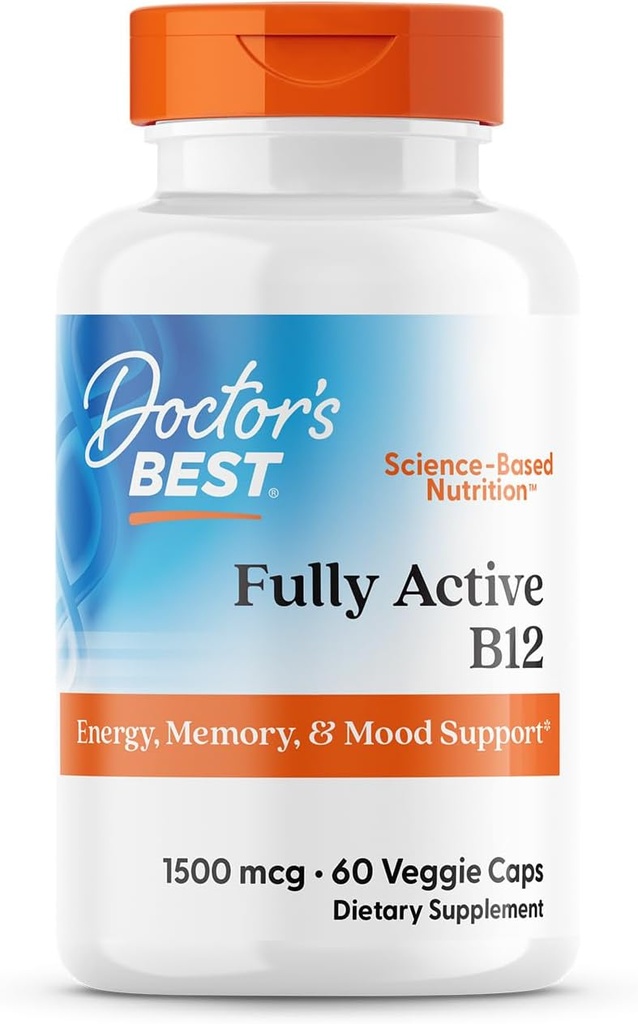 Doctor's Best Fully Active B12 1500 mcg, Non-GMO, Vegan, Gluten Free, Υποστηρίζει υγιή μνήμη, διάθεση και κυκλοφορία, 60 κόμης