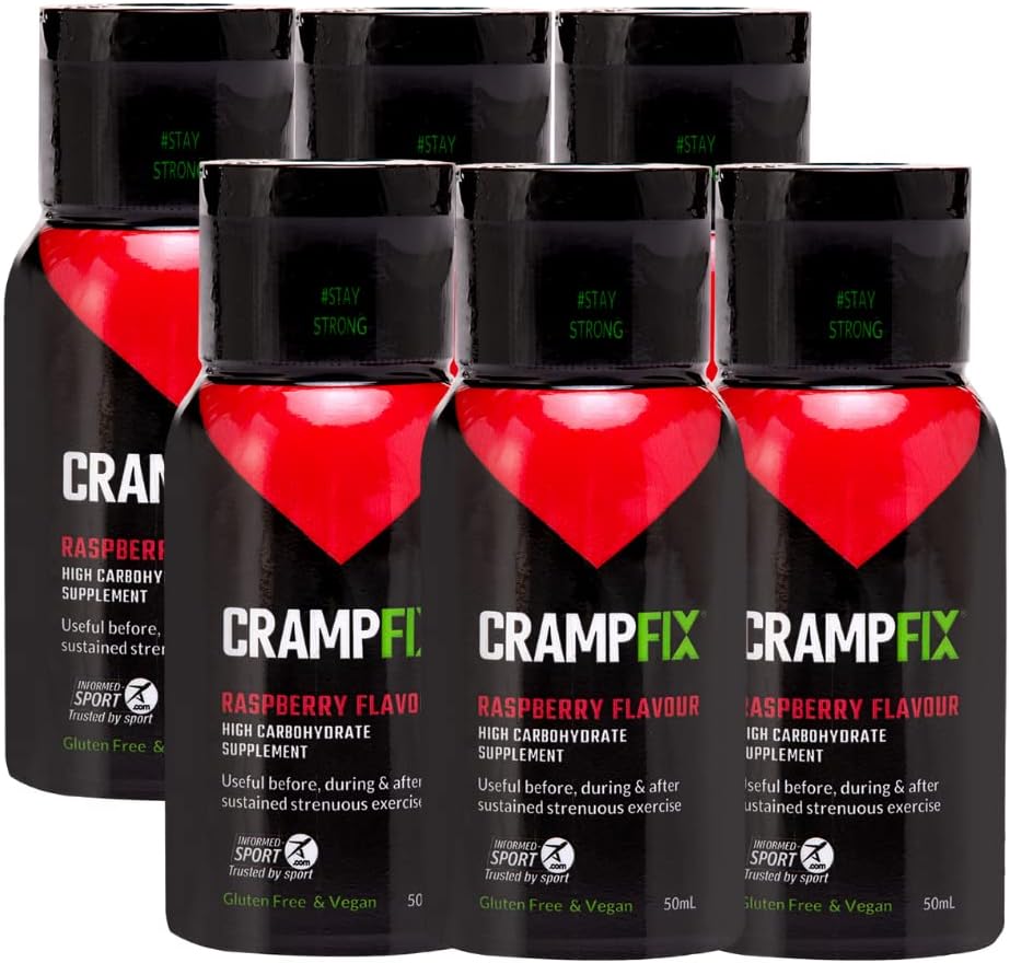 Ποτό Shot Αποτρέπει και ανακουφίζει τους μυς Cramps, το πόδι, Calf, Hamstring Cramps, πακέτο των 6 μπουκάλια, Multi Serve Squeeze μπουκάλια Όλα τα φυσικά σμέουρων