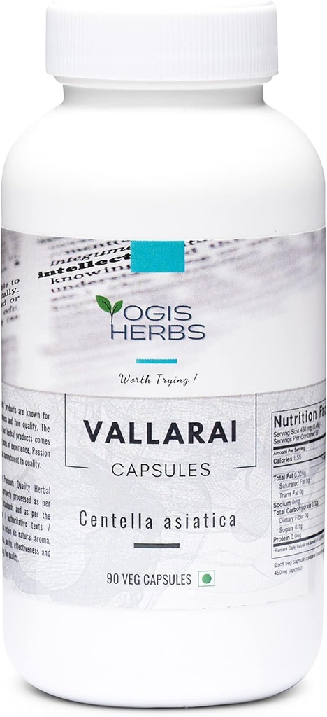 YOGIS HERBS Vallarai Κάψουλες (Centella Asiatica/Gotu Kola) 